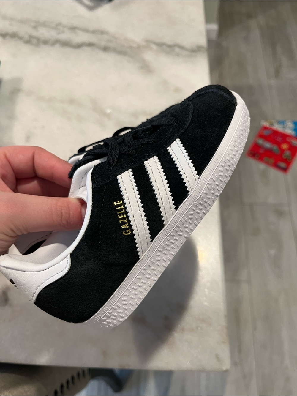 adidas Kids Black & White Gazelle Suede Sneakers